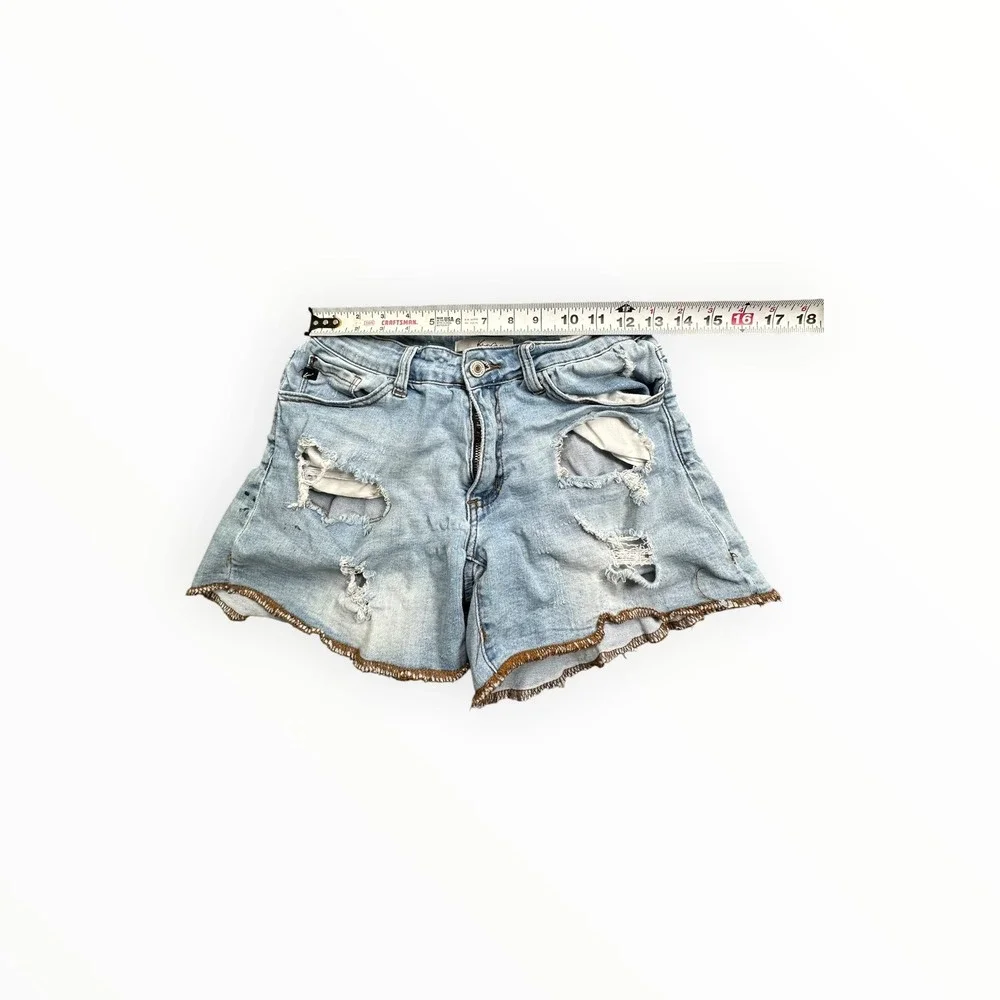 KanCan‎ Shorts Womens 26 Blue KC6005L Distressed Scalloped Hem High Rise Denim